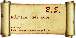 Rötzer Sándor névjegykártya